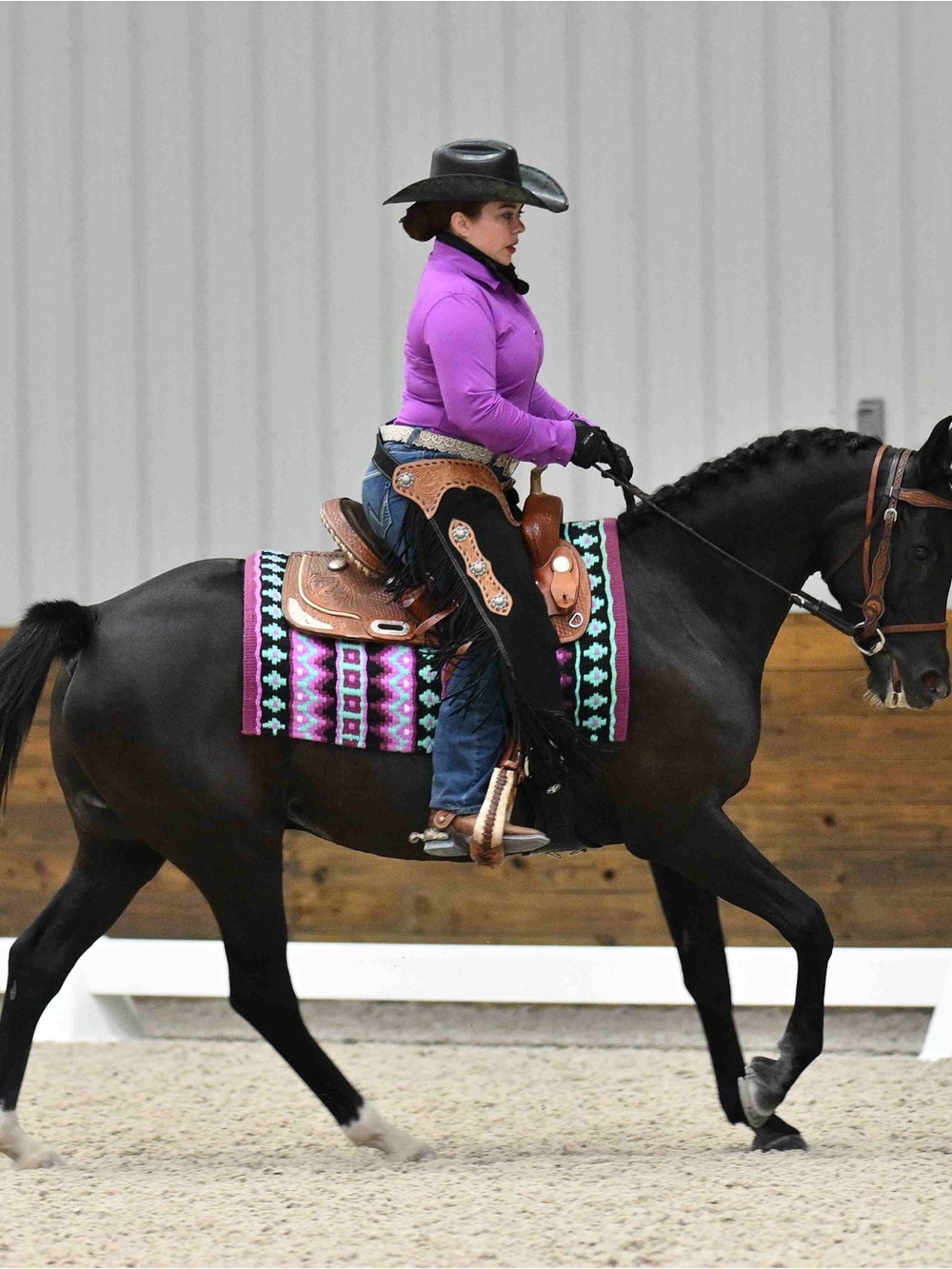 Large Ranch Dress’n Vented Performance Rodeo Shirt Bright Purple